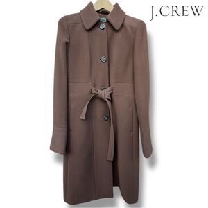 J Crew Brown Belted Wool Tie Peacoat Trench Coat Women's Preppy | Size 10T